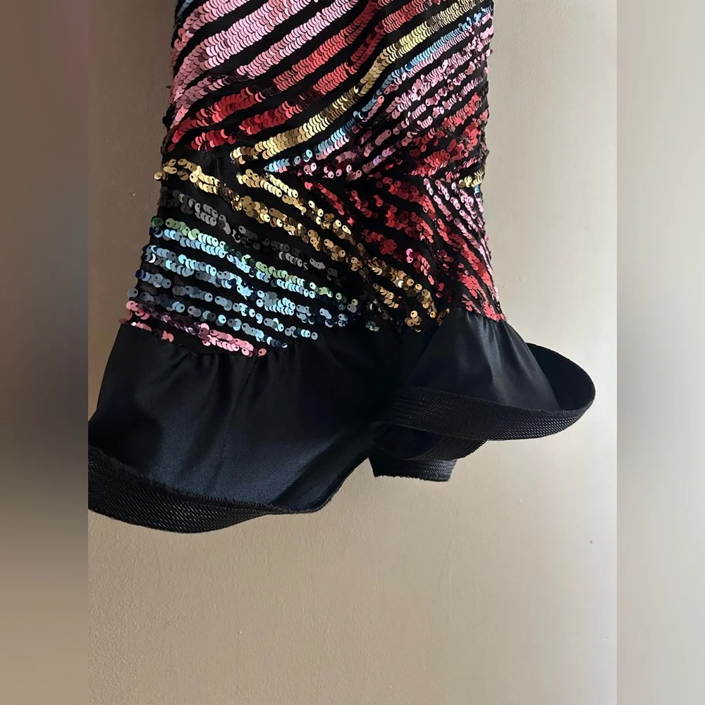 Weissman Jazz Clogging Dance Dress Multi Rainbow Sequin size MC